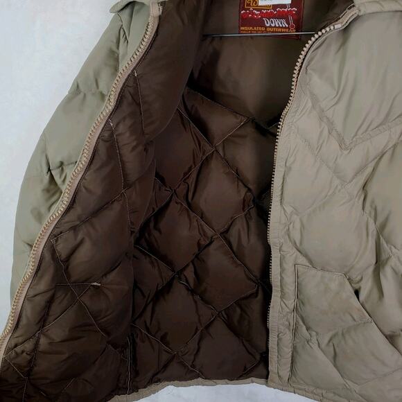 Vtg 80s Walls Blizzard Pruf Down Insulated Beige Puffer Coat Jacket Sz Small Men - Picture 7 of 12